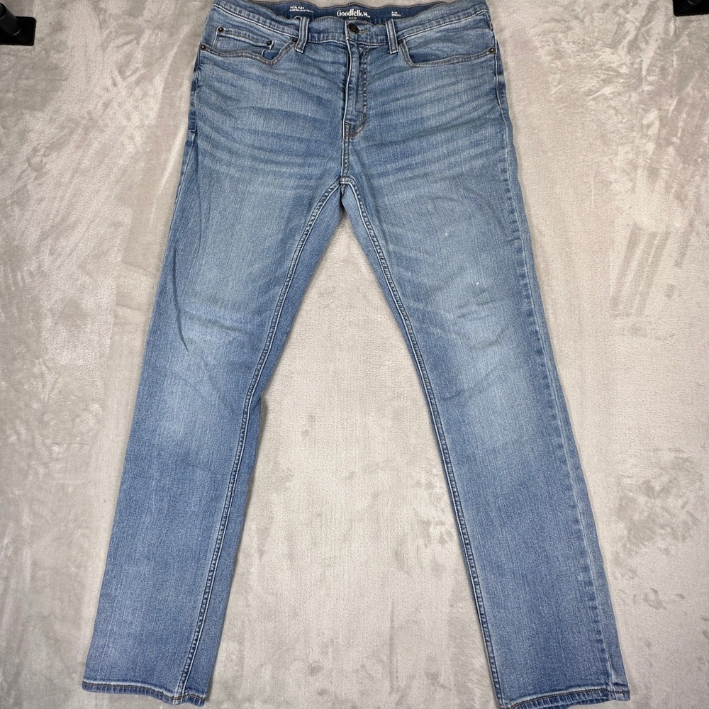 Goodfellow & Co Mens 36x34 Slim Fit Total Flex Jeans Light Wash Blue Denim Pants